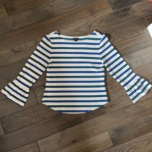 Ann Taylor striped bell sleeve top S